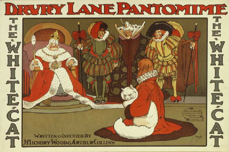 The White Cat by J. Hickory Wood and Arthur Collins, Drury Lane pantomime poster (colour litho) de John Hassall