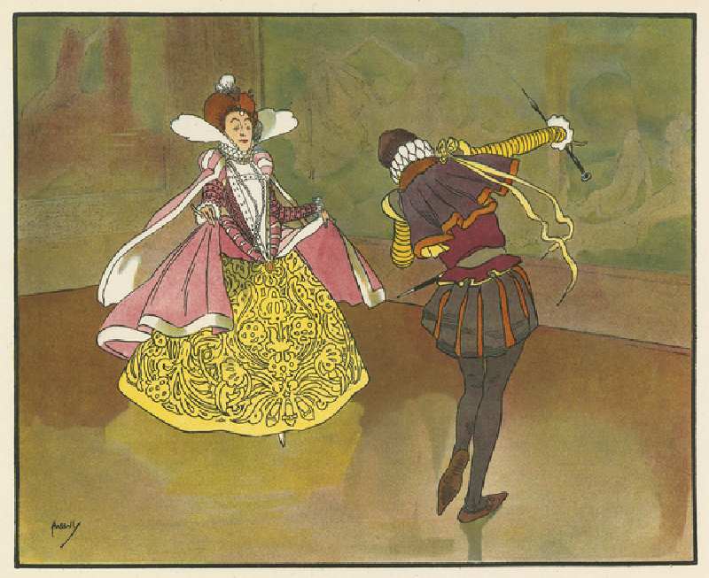 Elizabeth Is dancing lesson (colour litho) de John Hassall