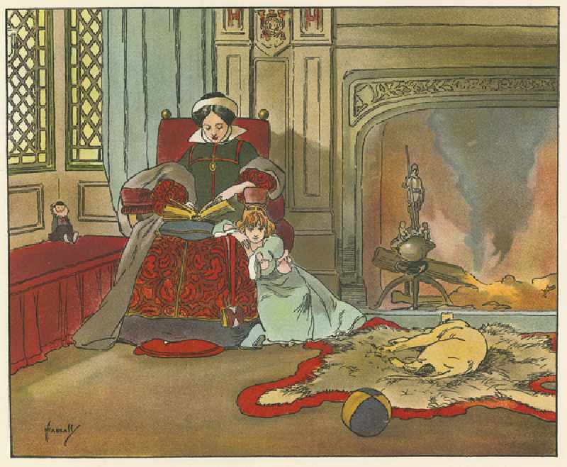 Childhood of Elizabeth I (colour litho) de John Hassall