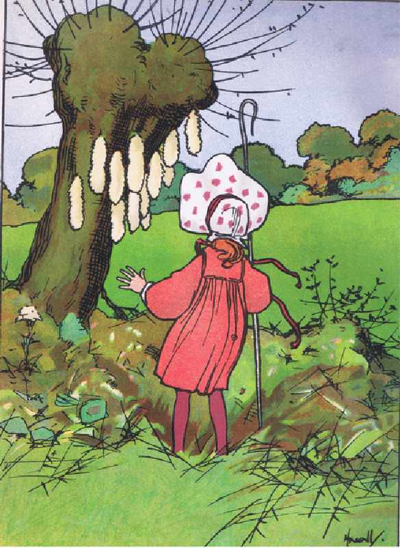 She finds their tails (Little Bo Peep), from Blackies Popular Nursery Rhymes published by Blackie an de John Hassall