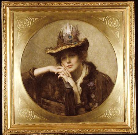 Woman with Peacock Feather Hat de John Henry Henshall