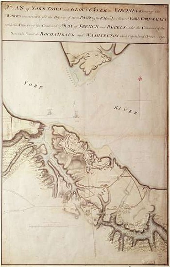 British map of the Siege of Yorktown de John Hills