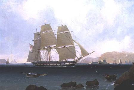 A Rigged Sloop of the White Squadron off Plymouth de John Lynn