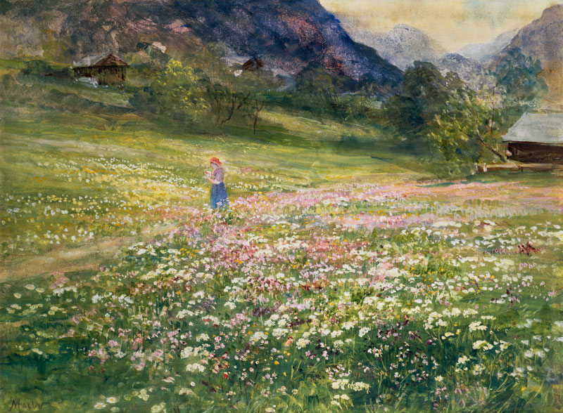 Girl in a Field of Poppies de John MacWhirter