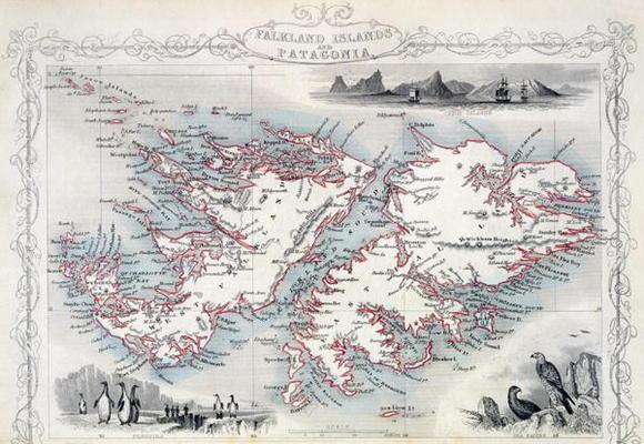 Falkland Islands and Patagonia, from a Series of World Maps published by John Tallis & Co., New York de John Rapkin