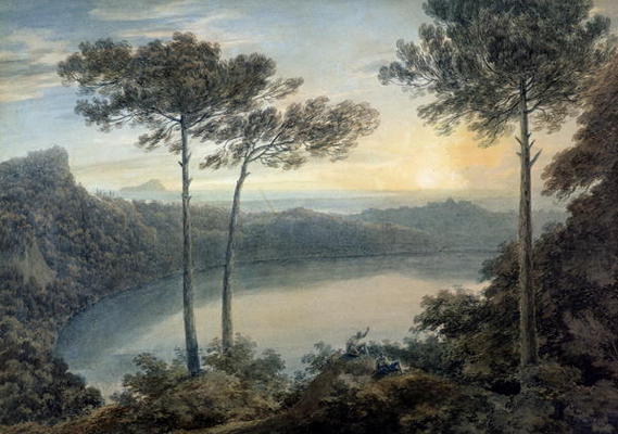 Lake Albano and Castel Gandolfo (w/c on paper) de John Robert Cozens