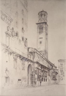 Piazza dei Signori, Verona (pencil & w/c on paper) de John Ruskin