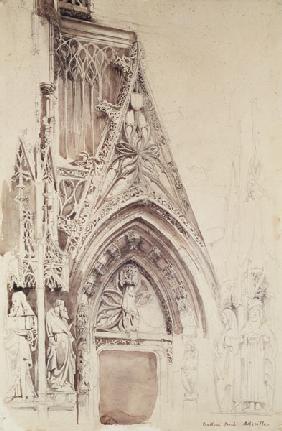 Southern Porch of St. Vulfran, Abbeville (pencil, ink & wash on paper)