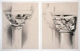 Torcello, Capital of Nave Pillar and St. Mark's, Capital from Central Porch, from 'Examples of the A