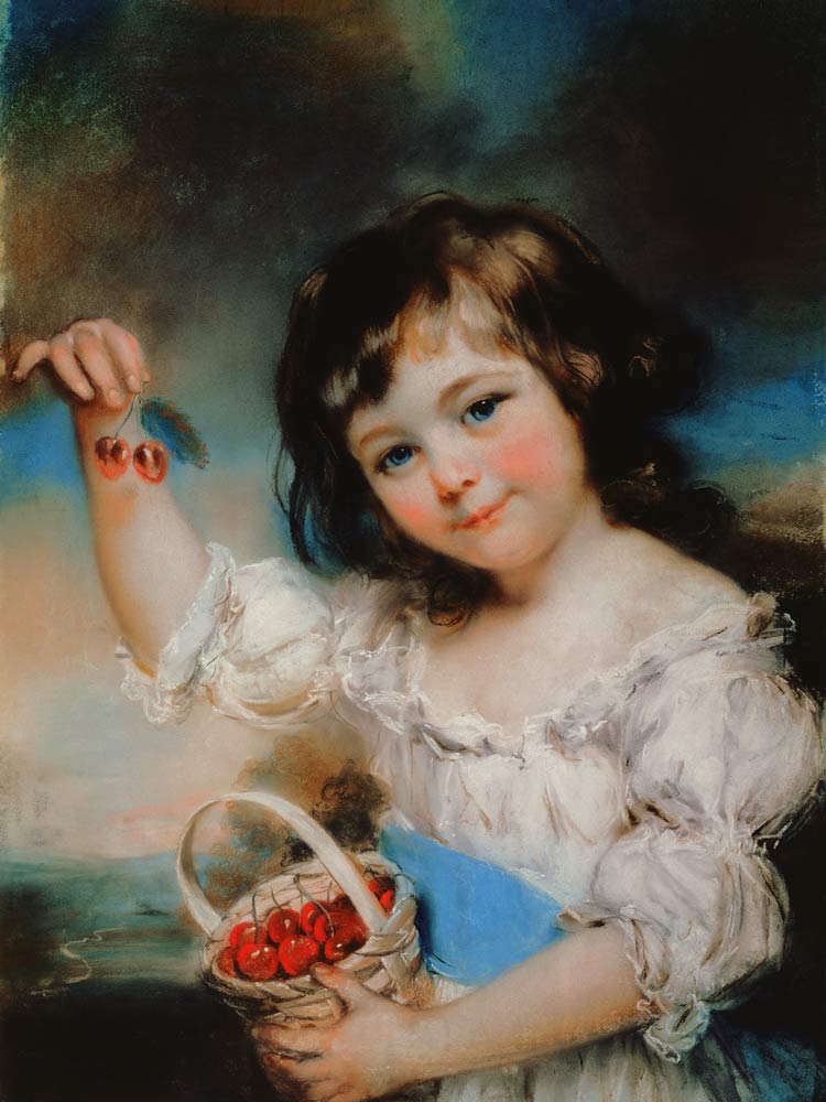 Little Girl with Cherries de John Russell