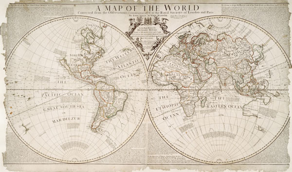 A Map of the World, Corrected from the Observations communicated to the Royal Societies of London an de John Senex