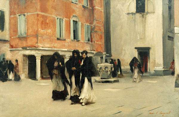 Beim Verlassen der Kirche, Campo San Canciano, Venedig de John Singer Sargent