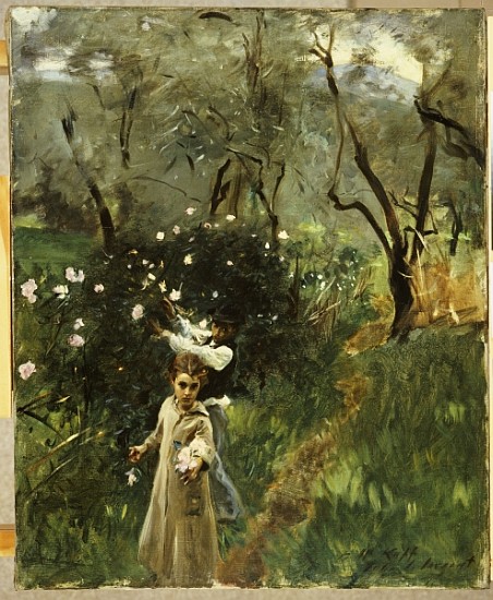 Gathering Flowers at Twilight de John Singer Sargent