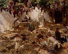 Laundry grooves in a shady court de John Singer Sargent