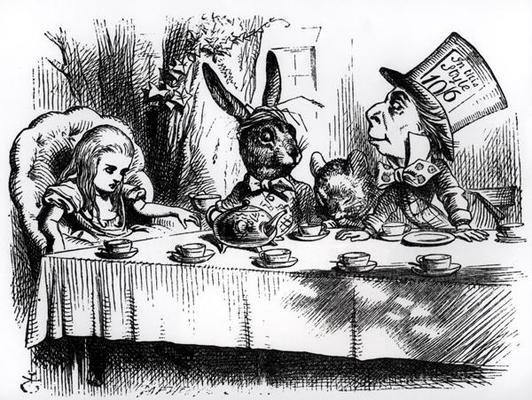 The Mad Hatter's Tea Party, illustration from 'Alice's Adventures in Wonderland', by Lewis Carroll, de John Tenniel