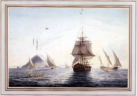 Gibraltar: H.M.S. 'Sirius' sailing off de John Thomas Serres