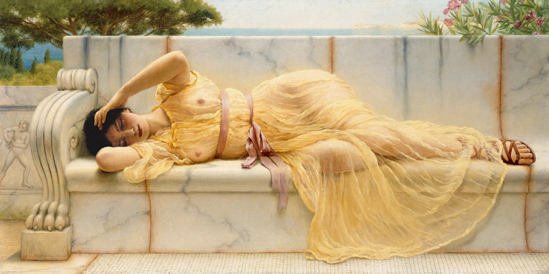 Girl in Yellow Drapery de John William Godward