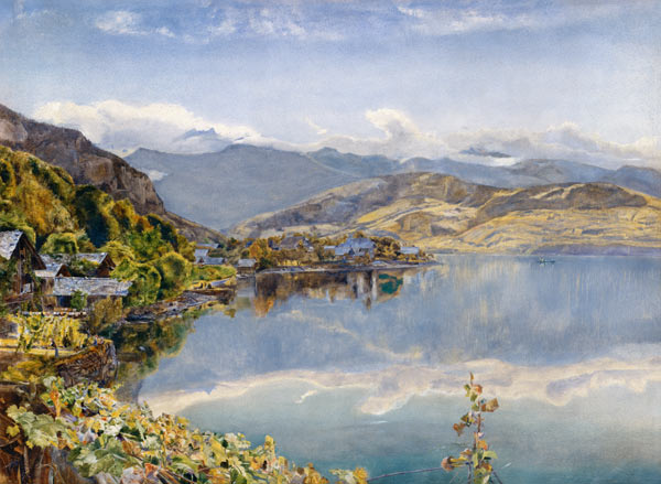 The Lake of Lucerne, Mount Pilatus in the Distance de John William Inchbold