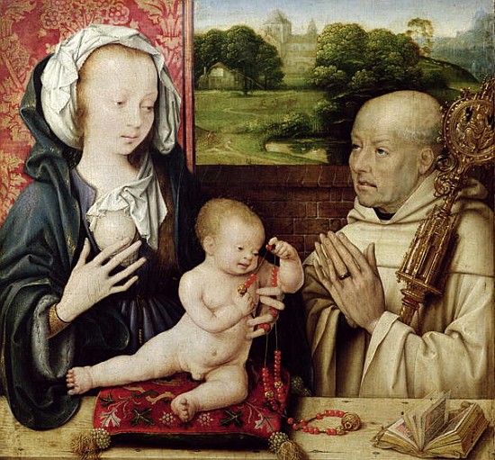 The Virgin and child worshipped by St.Bernard(detail of 15955) de Joos van Cleve