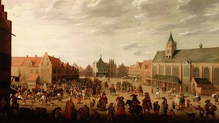 A military procession in the town square of Amersfoort de Joost Cornelisz Droochsloot