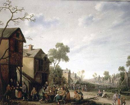 A Village Street Scene de Joost Cornelisz Droochsloot