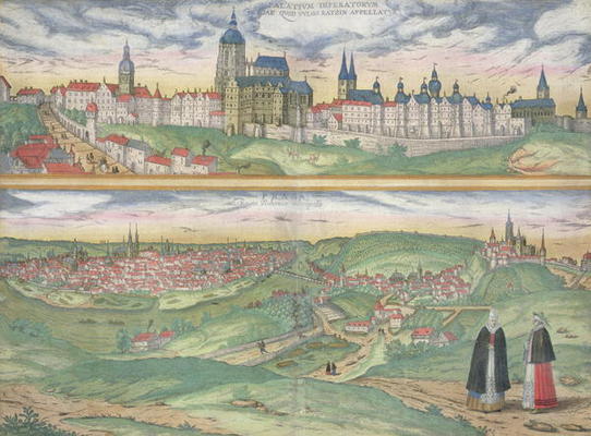 Map of Prague, from 'Civitates Orbis Terrarum' by Georg Braun (1541-1622) and Frans Hogenberg (1535- de Joris Hoefnagel