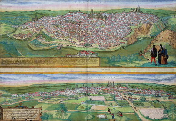 Map of Toledo and Valladolid, from 'Civitates Orbis Terrarum' by Georg Braun (1541-1622) and Frans H de Joris Hoefnagel