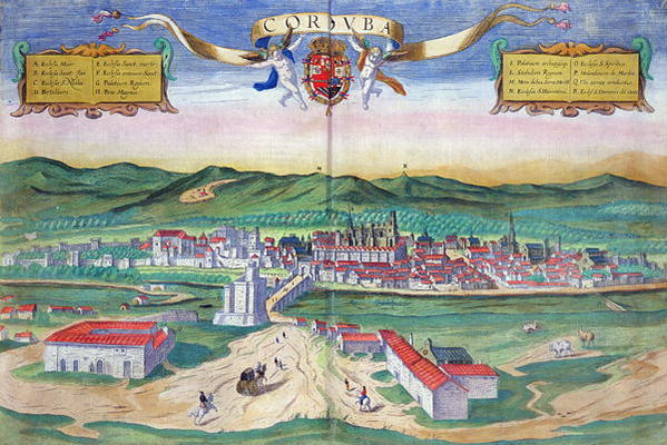 Map of Cordoba, from 'Civitates Orbis Terrarum' by Georg Braun (1541-1622) and Frans Hogenberg (1535 de Joris Hoefnagel