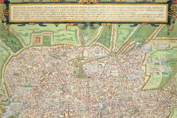 Map of Rome, from 'Civitates Orbis Terrarum' by Georg Braun (1541-1622) and Frans Hogenberg (1535-90 de Joris Hoefnagel