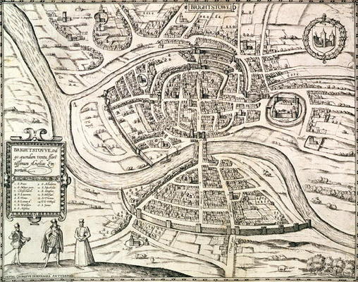 Map of Bristol, from 'Civitates Orbis Terrarum' by Georg Braun (1541-1622) and Frans Hogenberg (1535 de Joris Hoefnagel