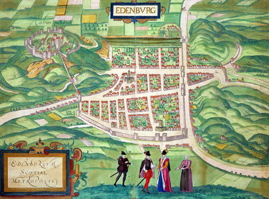 Map of Edinburgh, from 'Civitates Orbis Terrarum' by Georg Braun (1541-1622) and Frans Hogenberg (15 de Joris Hoefnagel