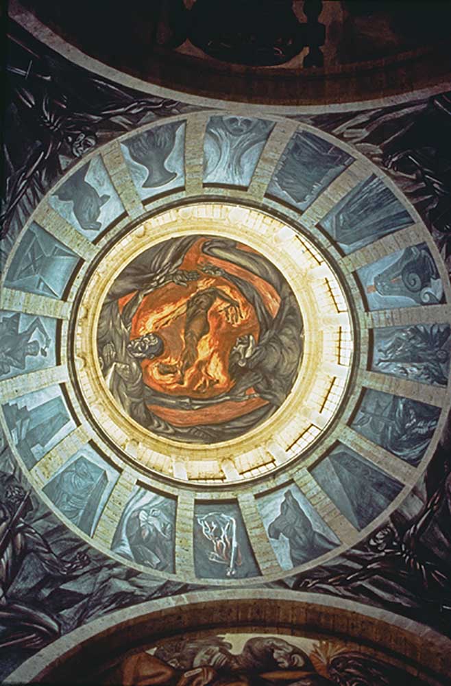 Dream, Contemplation, Dominian - Flame of the Spirit, Mural from the Interior of the Hospital Cabaia de José Clemente Orozco