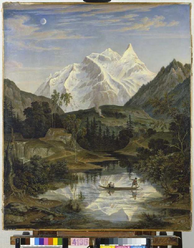 Mountains landscape with sea de Joseph Anton Koch