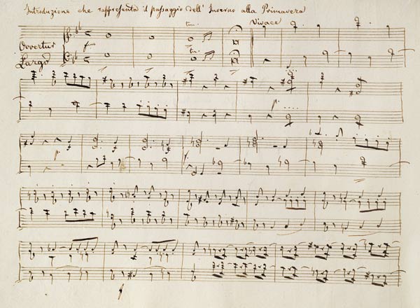 Ouverture from the score of ''Spring'', from the oratorio ''The Seasons'', first performed April de Joseph Haydn