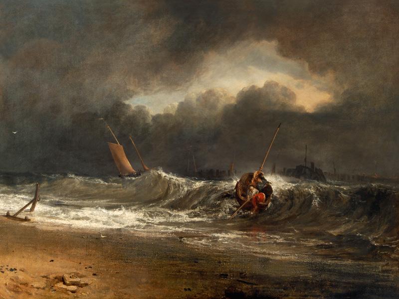 Fishermen upon a lee-shore in squally weather de William Turner
