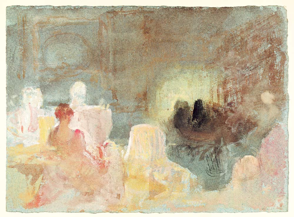 Interior at Petworth with a seated woman de William Turner