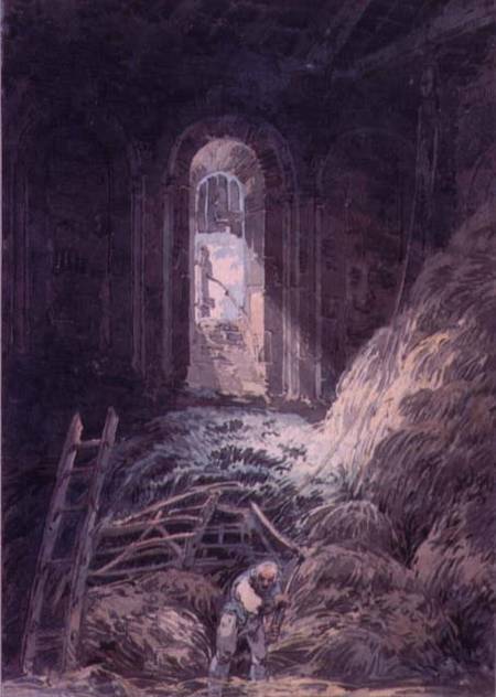 A Barn, Interior of the Ruined Refectory of St. Martin's Priory, Dover de William Turner