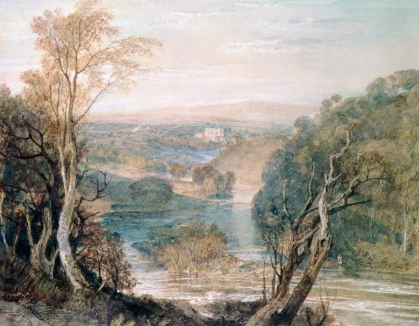 The River Wharfe with a distant view of Barden Tower de William Turner