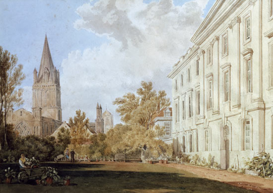 View of Christ Church Cathedral and the Garden and Fellows' Building of Corpus Christi College, Oxfo de William Turner