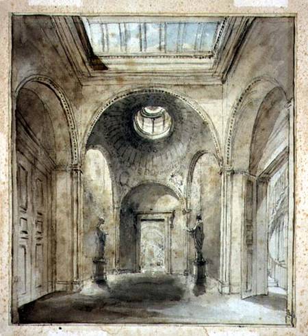 The anteroom of Sir Francis Chantrey's sculpture gallery in 30 Belgrave Place designed by Sir John S de Joseph Michael Gandy