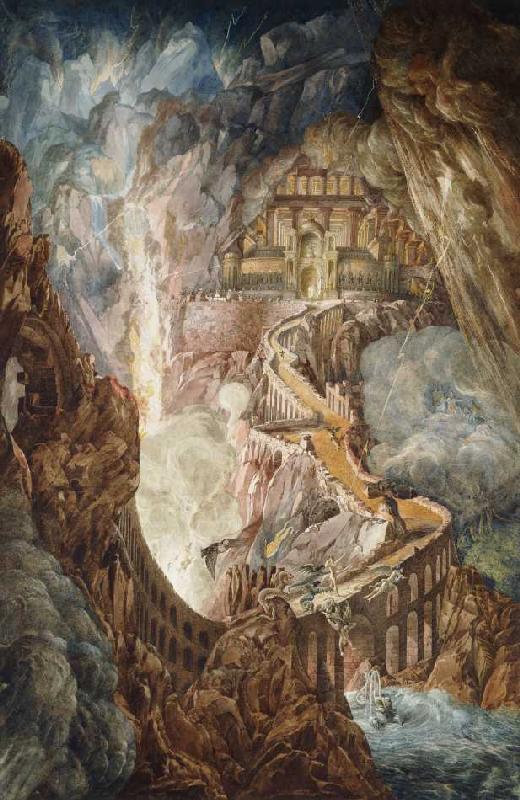 Höllenbrücke (wohl Illustration zu: Das verlorene Paradies von John Milton) de Joseph Michael Gandy