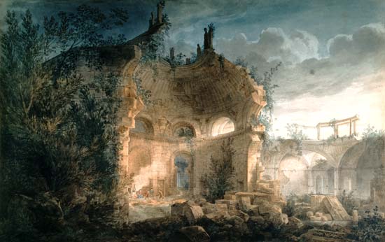 Sir John Soane's Rotunda of the Bank of England in Ruins (w/c heightened with white on paper) de Joseph Michael Gandy
