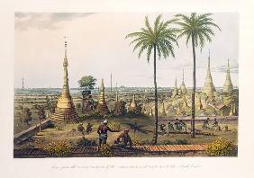 Scene from the Upper Terrace of the Great Pagoda at Rangoon, to the South East, engraved by H. Pyall