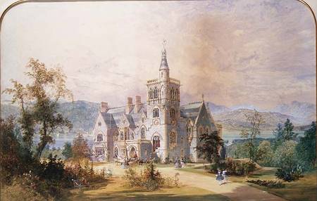 A Scottish baronial mansion (w/c and gouache) de Joseph Nash