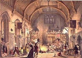 Banquet in the baronial hall, Penshurst Place, Kent, from 'Architecture in the Middle Ages'