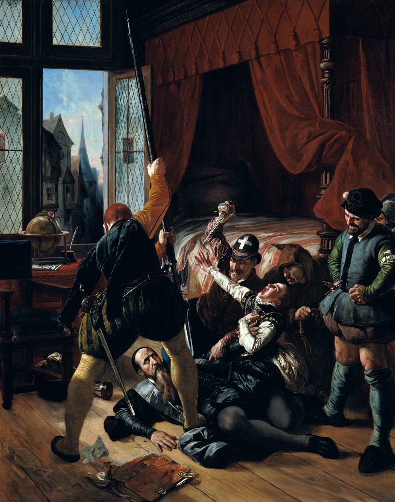 Scene from the Bartholomäus night. de Joseph Nicolas Robert-Fleury