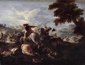 Cavaliers in Battle (oil on canvas)
