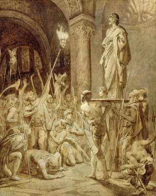 Clovis (465-511) Carried on his Shield (oil on canvas) de Joseph Paul Blanc