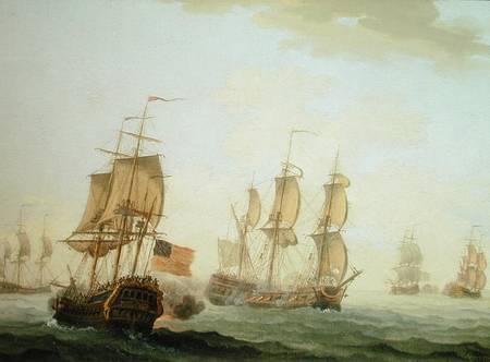 Naval Engagement between a British East Indiaman and a French Warship de Joseph Roux
