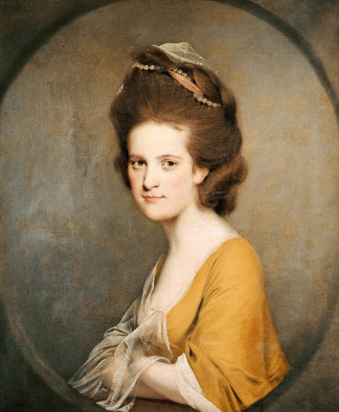Portrait Of Dorothy Hodges (1752-1800),  Half-Length,  In A Yellow Dress de Joseph Wright of Derby